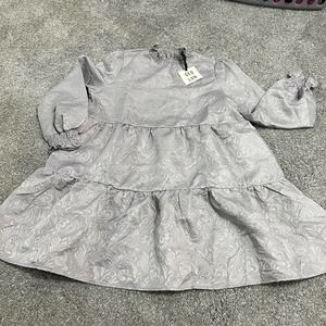 ASOS QED London Gray Jacquard Mini Smock Dress size Medium NWT